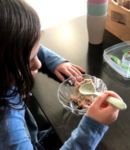 Kid eating tuna salad